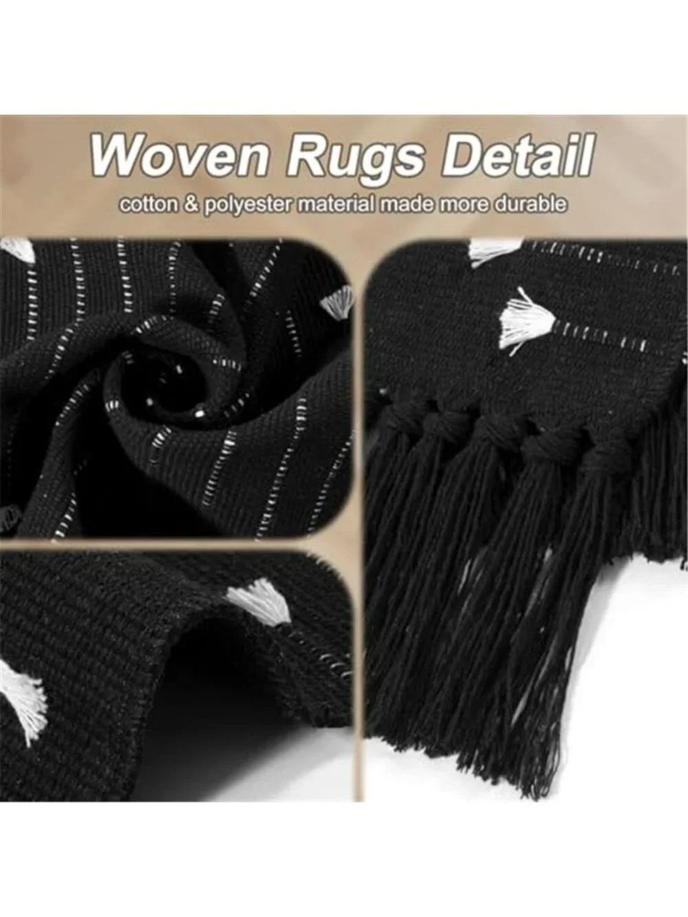 Boho Kitchen Rug 2' x 4.3' Washable Bathroom Runner with Tassel